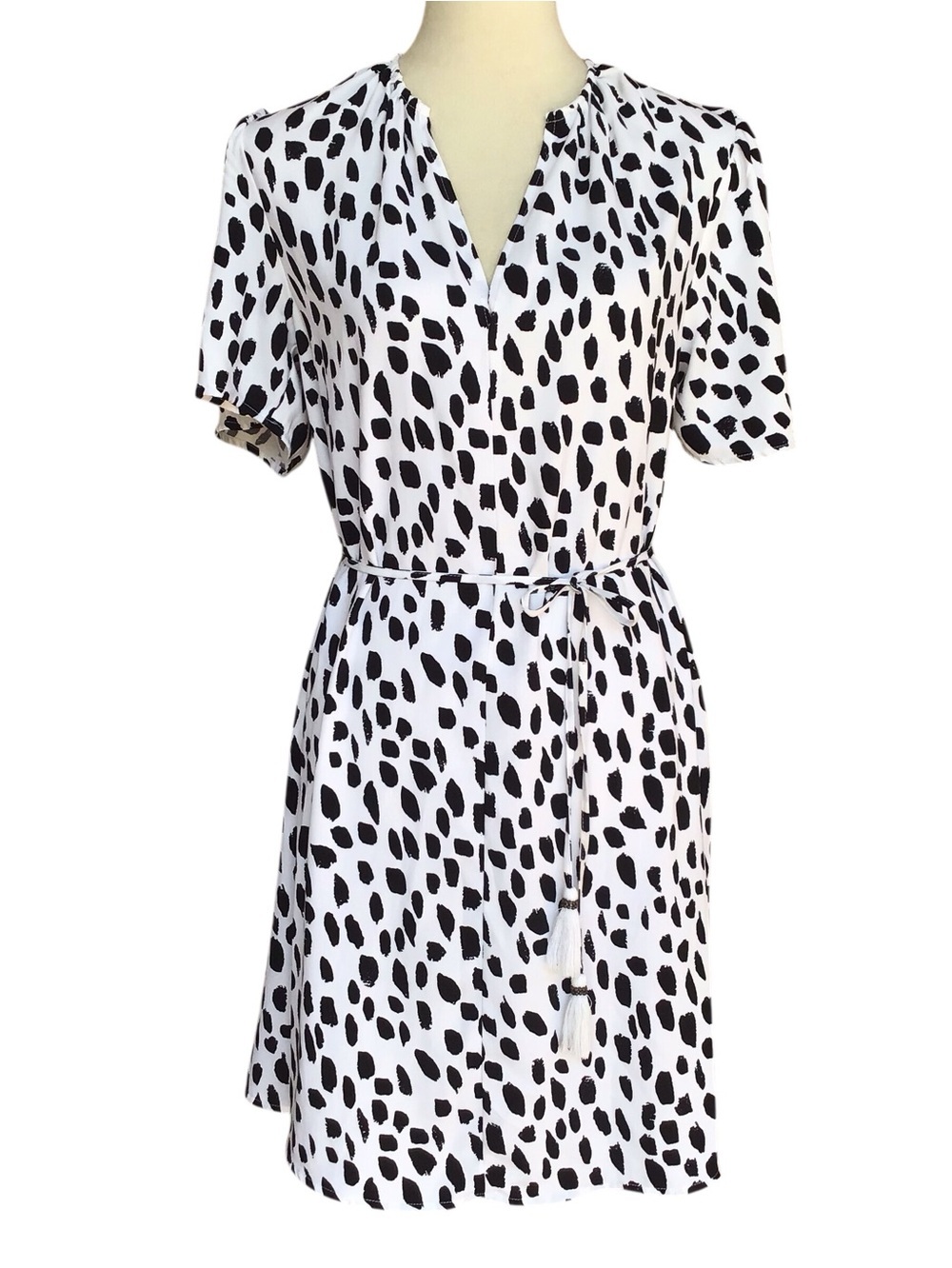A New Day Black White Tassel Tie Dress Size Small NEW